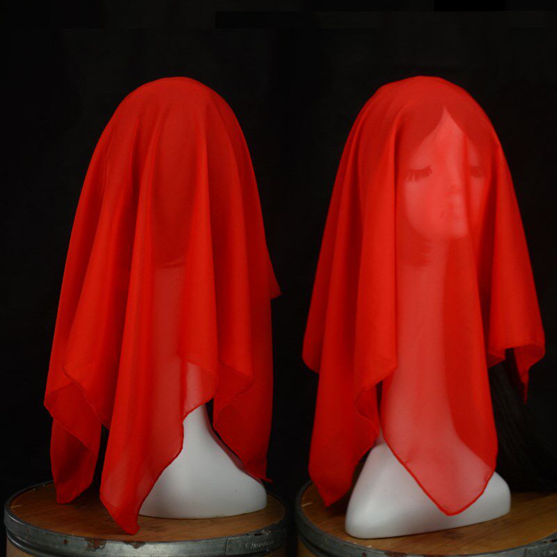 速发九纱舞蹈考级手帕红色头巾盖儿秧歌手绢古典舞一抹红方巾