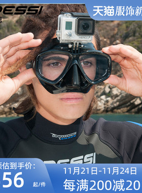 速发cre备 自由潜面游潜水面罩 actio 浮潜镜泳装igopro潜水镜近