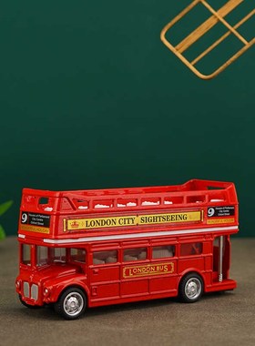 速发风复古居旧饰层巴士车模型合金家怀儿童房摆件童装店软装双品