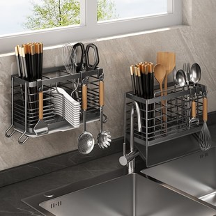 筷子收纳盒壁挂式 速发2024新款 家用筷子筒厨房快子勺子置物架筷篓