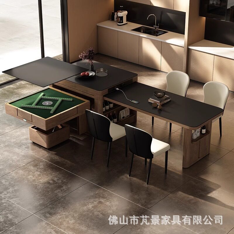 多功能麻将桌岩板岛台餐桌一体家用可伸缩家用小户型中古2024新款