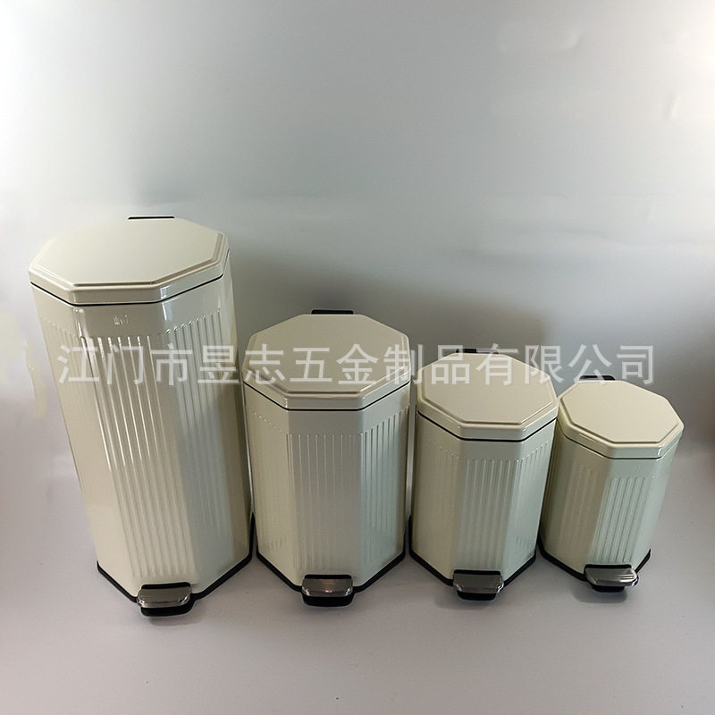 跨境热销镀锌铁垃圾桶奶油风脚踏有盖收纳桶卧室厨房客厅酒店直销
