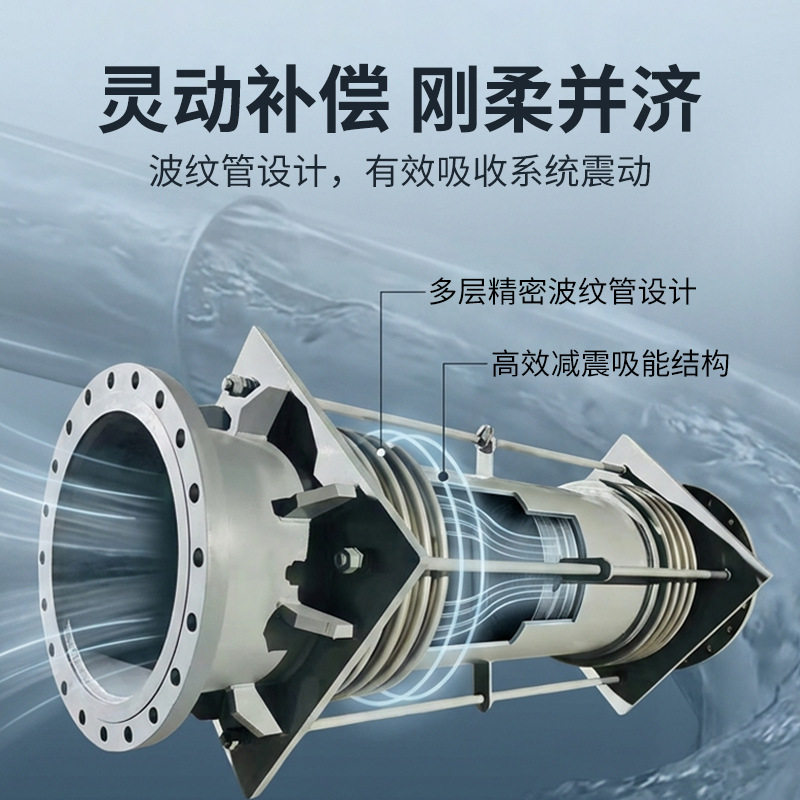 大拉杆横向型波纹补偿器复式轴向金属膨胀节法兰焊接煤粉烟气管道