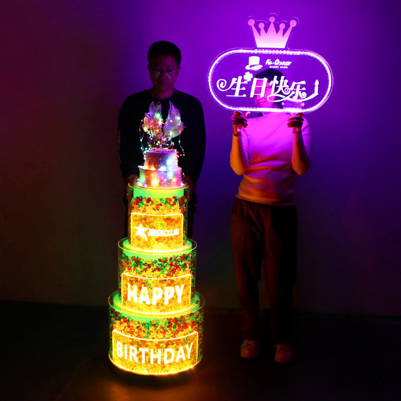 LED蛋糕车酒吧夜场ktv会所餐厅移动庆生生日派对房布置酒水推车