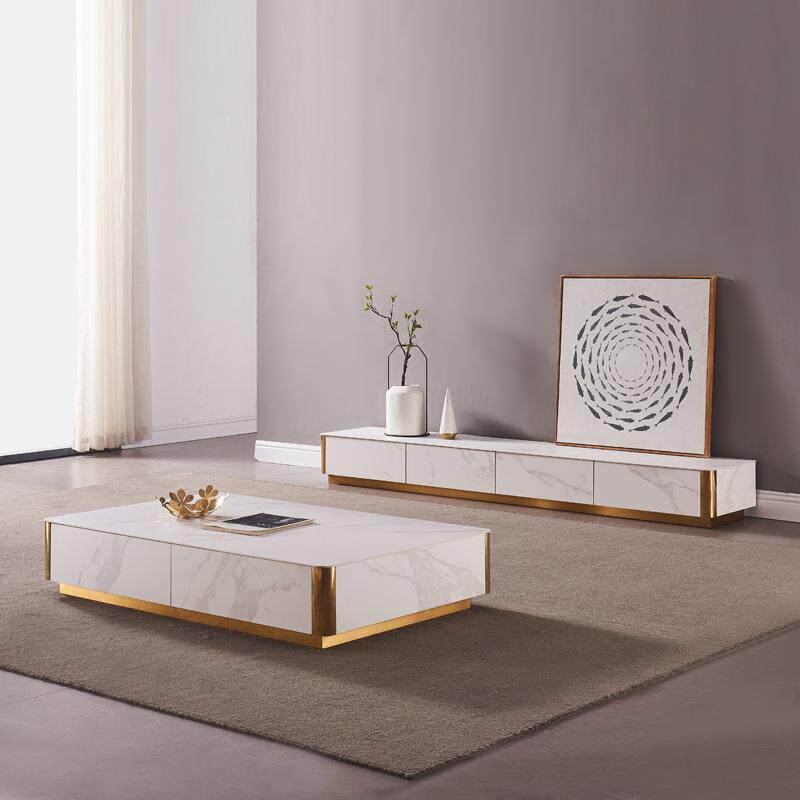 极简圆角岩板茶几电视柜简约茶桌现代客厅组合轻奢圆柱小户型