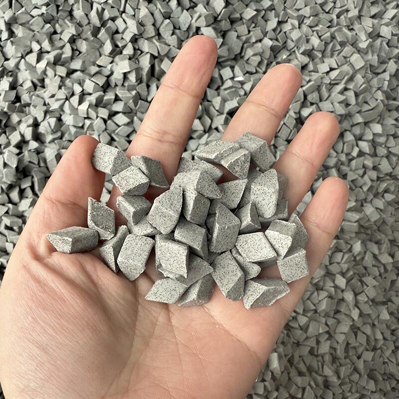 厂家供应棕刚玉磨料研磨石抛磨块抛磨石研磨块斜三角斜圆柱粗磨