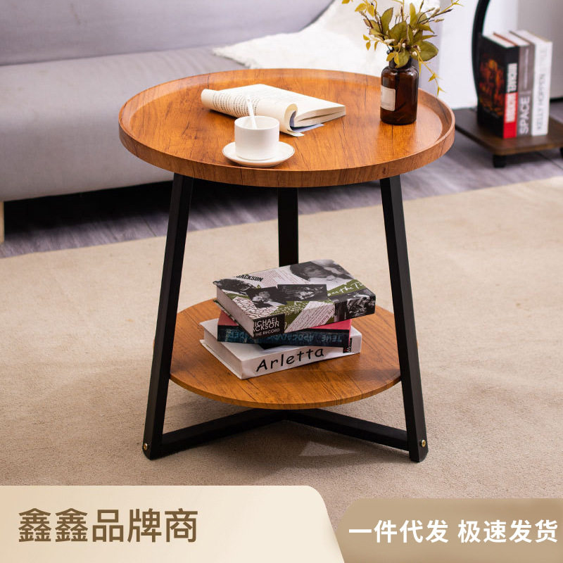 简约双层小茶几小户型沙发边几商用洽谈接待茶几客厅阳台小圆桌子