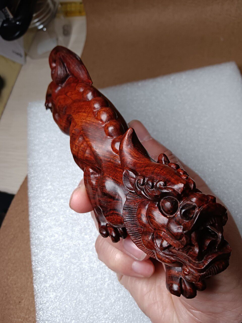 海南黄花梨貔貅摆件虎皮纹规格:16? X6? ? 克量74