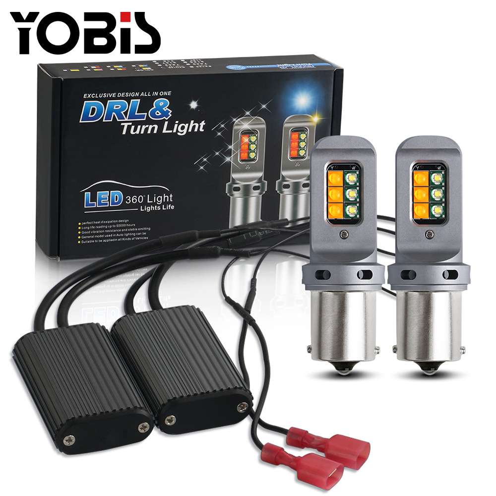 优彼斯BA15S解码双色LED转向灯1156转向灯7440日行灯CREE 12SMD