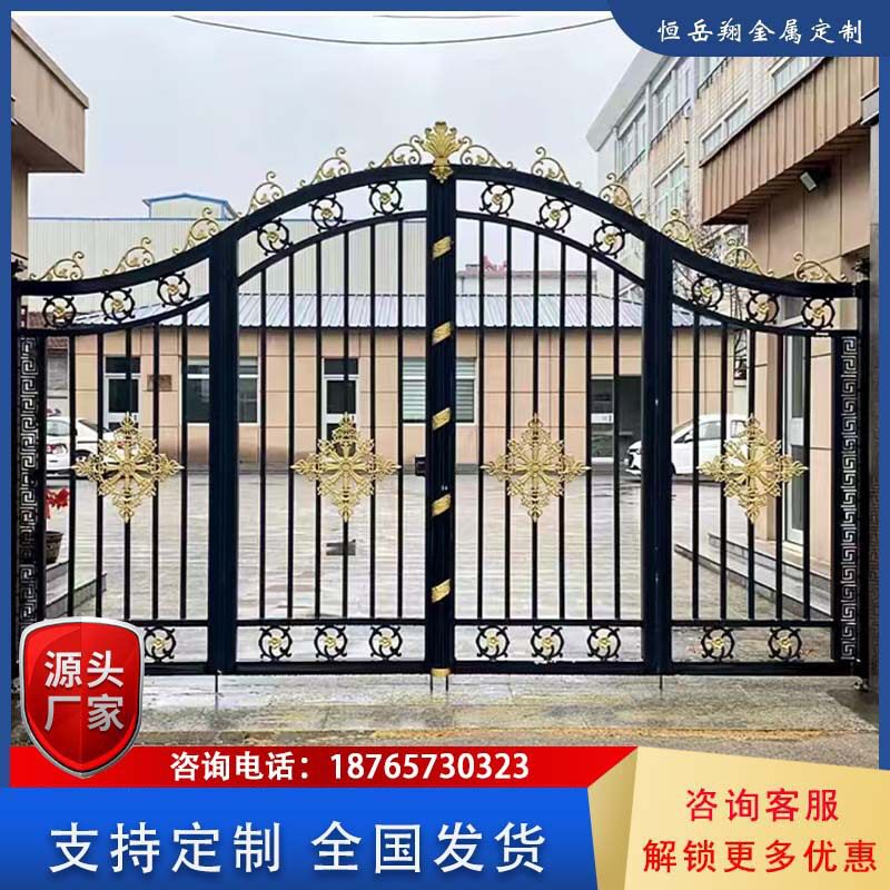 欧式铁艺电动对开庭院大门