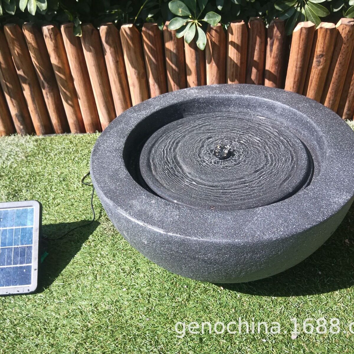 简约上下组合式石头感流行风水庭院室内餐厅公共场所流水摆件-3
