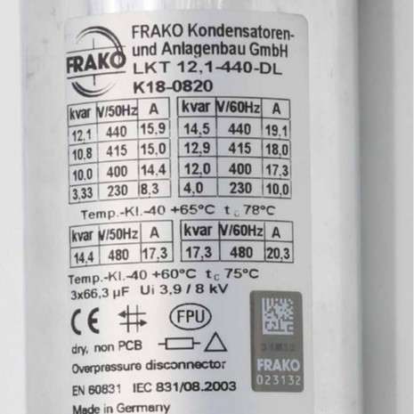 FRAKO 电容器 LKT 12.5-480-DP