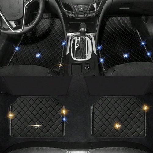 TEMU外贸秋季新款 Car Floor Mat 适用于多数和轿车炫钻汽车脚垫