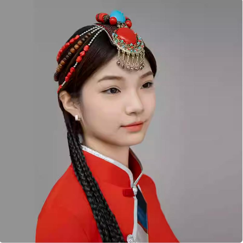 蒙古族串珠DIY手工民族小莹老师头饰夏辉同款藏族发饰小辫子配饰