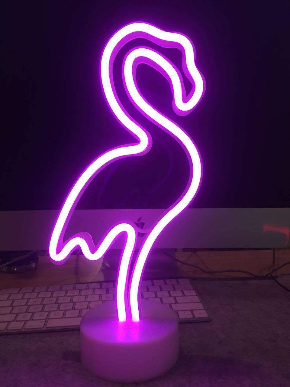 圣诞少女心ins火烈鸟灯带底座霓虹灯led装饰灯台灯造型创意小夜灯