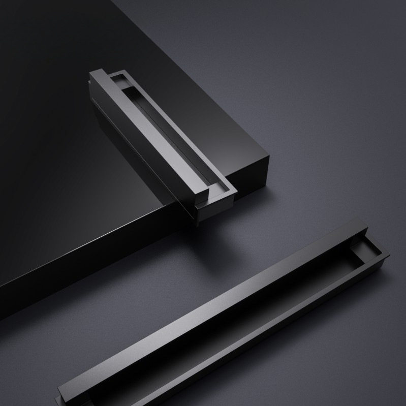 批发哑黑色榻榻米隐形拉手移门嵌入式扣手隐藏抽屉暗拉手柜门把手