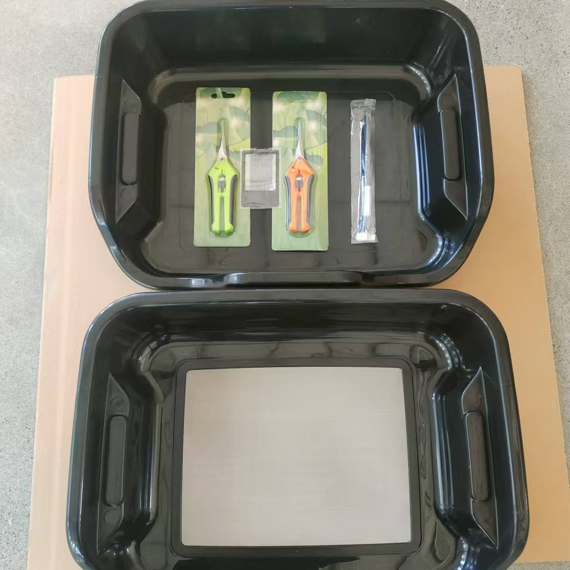 trim tray 手动修剪双层塑料花粉收集托盘带过滤网带剪刀套装