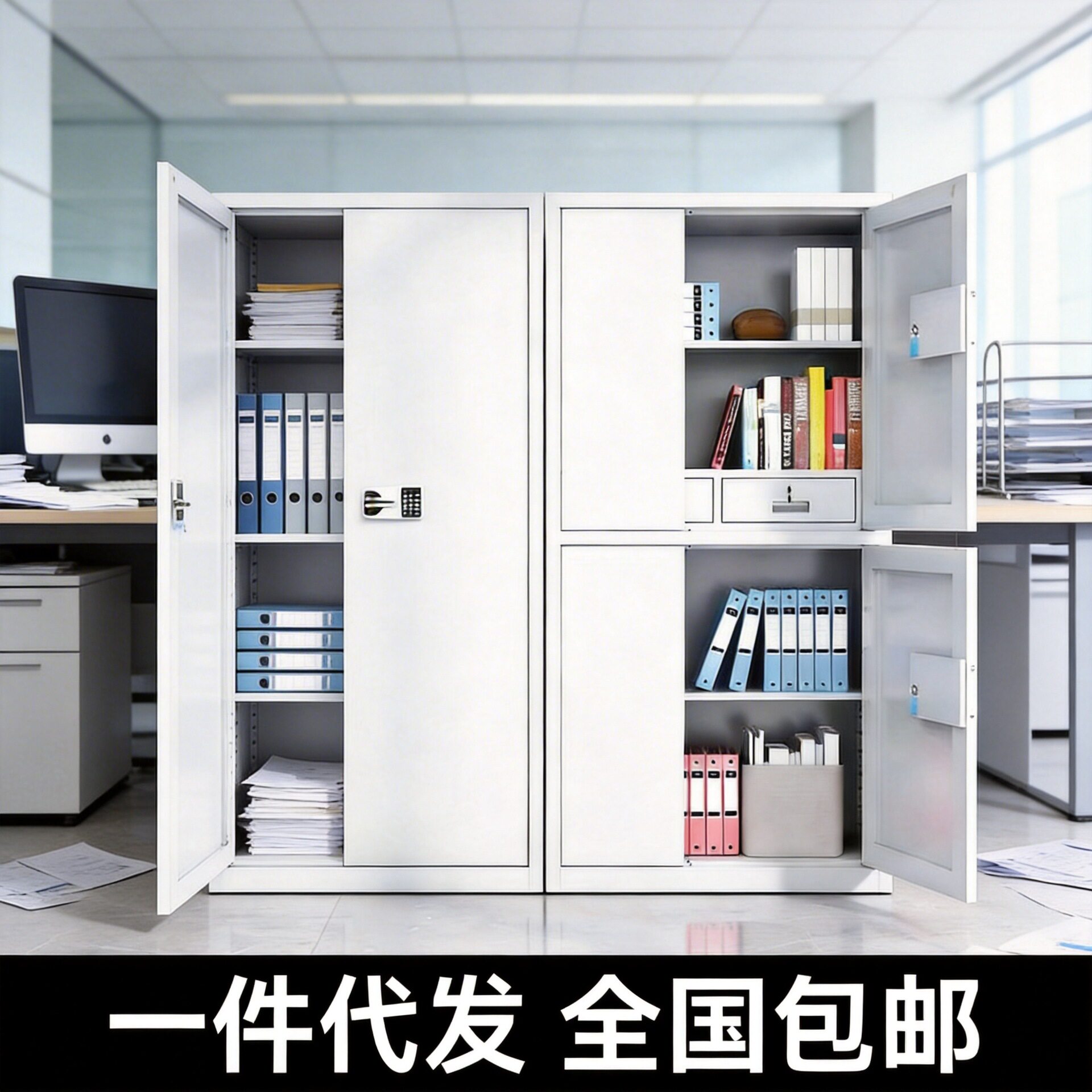 指纹电子保密柜钢制密码文件柜办公室财务档案柜国保锁加厚资料柜
