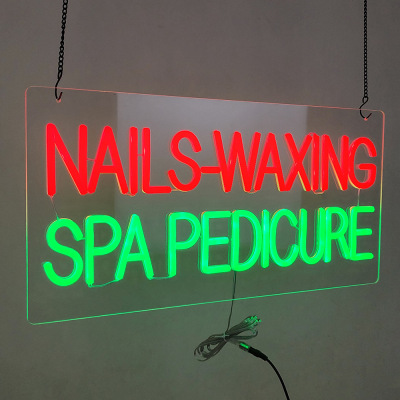 美甲足疗灯牌亚克力霓虹灯LED NAILS-WAXING SPA PEDICURE 广告牌