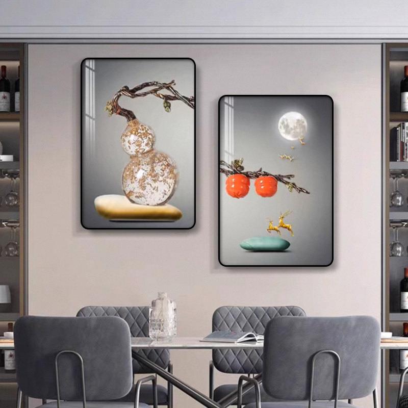 A036现代简约餐厅装饰画轻奢艺术个性饭厅挂画餐桌两联挂画