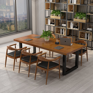 美式实木办公桌椅 工作室多人职员办公台式电脑桌 阅览室写字书桌