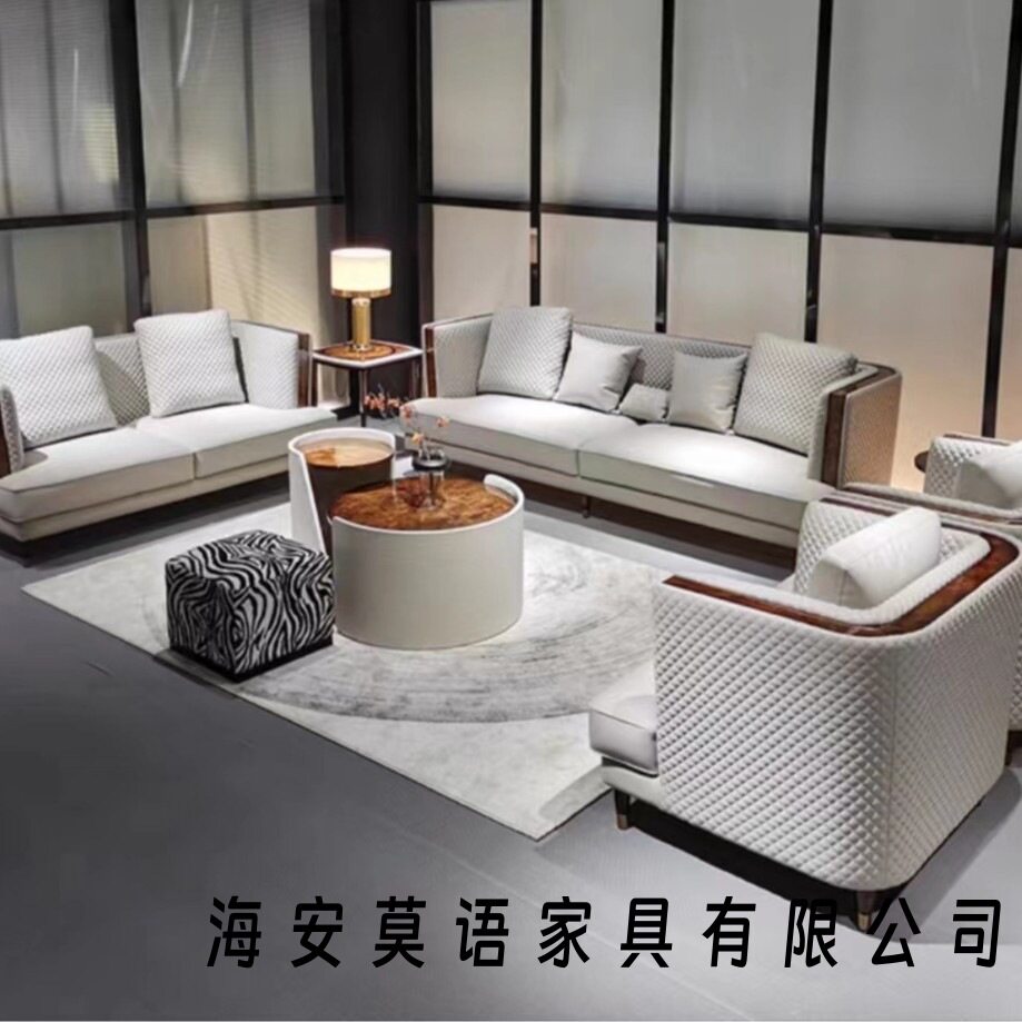 意式轻奢真皮钢琴烤漆沙发高端别墅豪宅客厅头层牛皮沙发