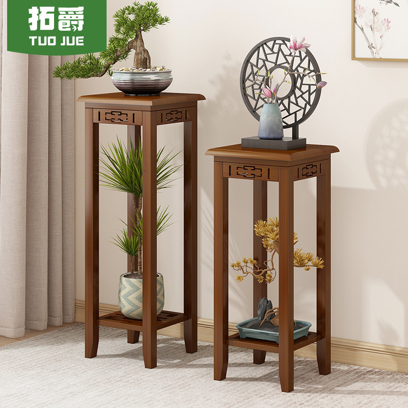 花架子简易室内实木花盆架客厅落地式吊兰架仿古花几中式阳台郑之