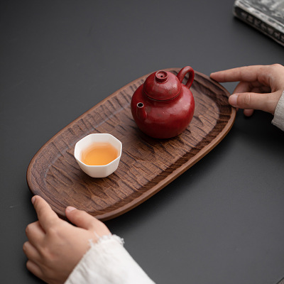 实木胡桃木锤纹茶托盘干泡台高档家用轻奢新中式小型干泡盘