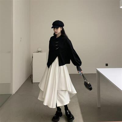ddgirl“秋日莱茵河”新中式不规则设计感灯笼袖宽松显瘦长袖衬衫