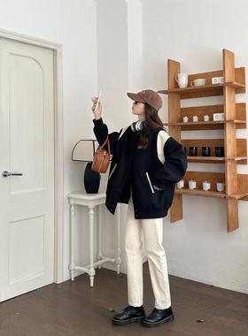 现货【百搭小白裤】TRYOLO米白色九分直筒牛仔裤高弹显瘦烟管裤女