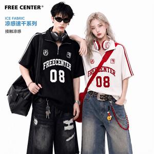 Free Crenter美式凉感速干运动短袖T恤男女2026夏季半拉炼polo衫