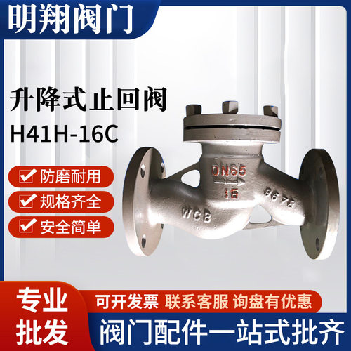 升降式旋启式法兰防回流止回阀硬密度不锈钢单向H41H快速节流