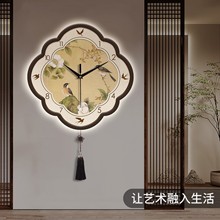 中古风客餐厅花鸟挂钟装饰画钟表简约时钟挂画复古高级感玄关壁画