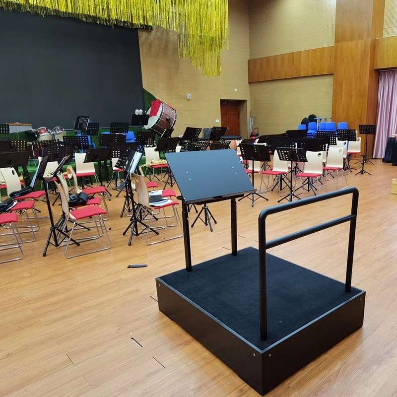 校园乐队指挥台音乐大合唱CJ-001便携折叠演奏家站台黑色实木