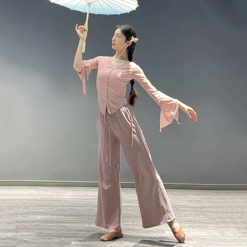 极速古典舞服装修身喇p叭袖舞蹈服上衣现代舞练功服中国舞形体集