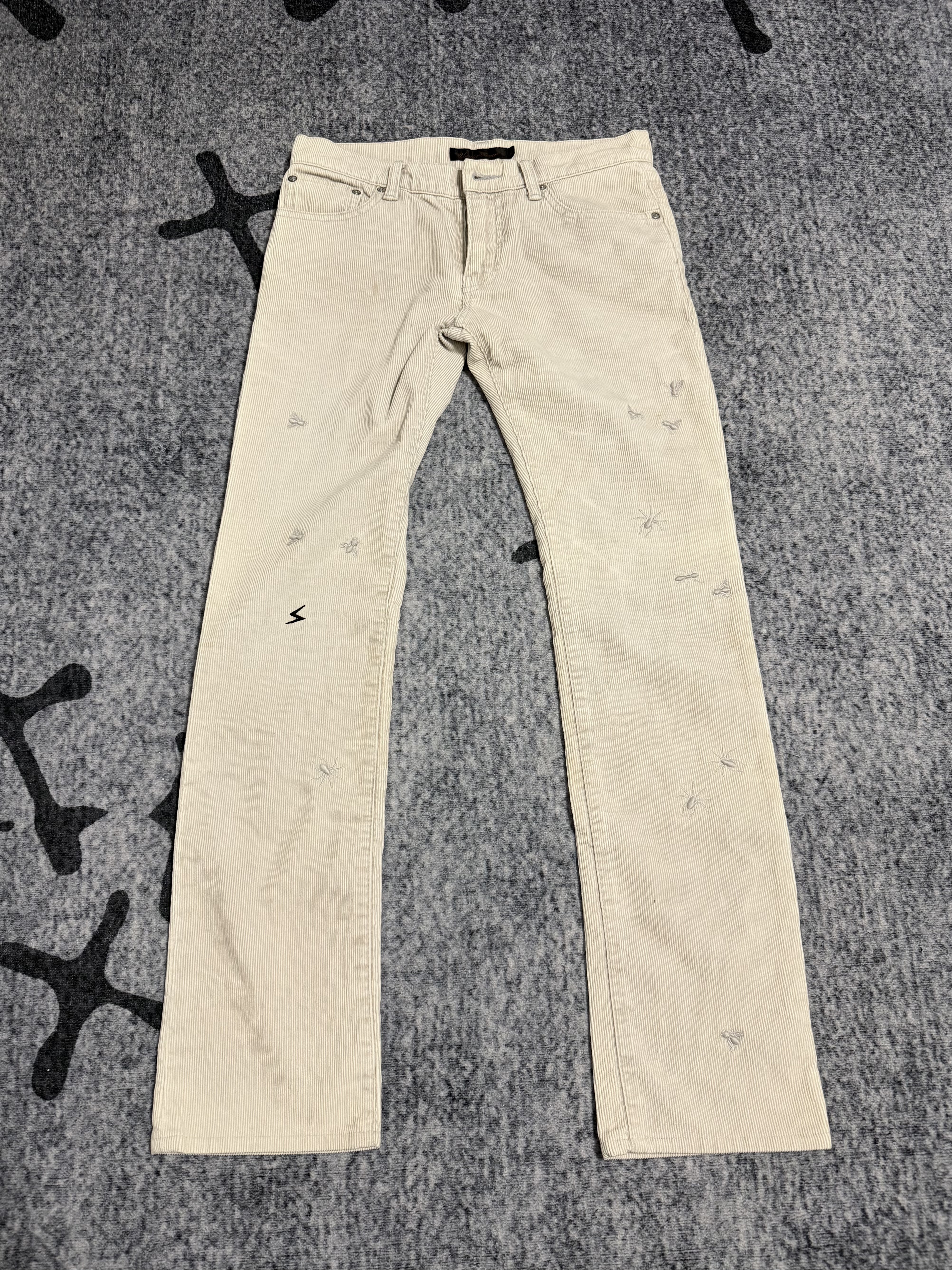 thumbnail for Undercover 06AW GURUGURU White Insect Corduroy Pants