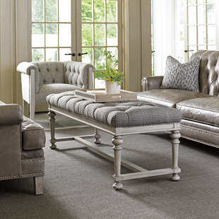 极速美式实木床尾凳床p榻鞋店试鞋凳换鞋凳欧式复古长条凳长餐椅