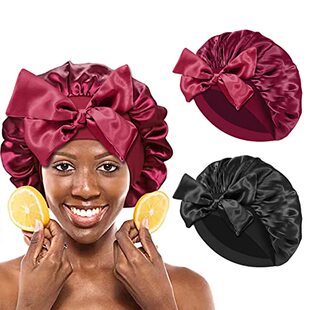 极速2 PCS Sgilk Bonnets for Sleeping Satin Hair Wrap Bonnet
