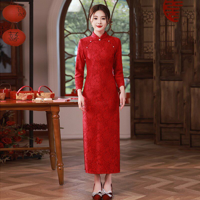 新品新娘外搭配旗袍敬酒服秋天冬季婚礼红色结婚O披肩2025新款小