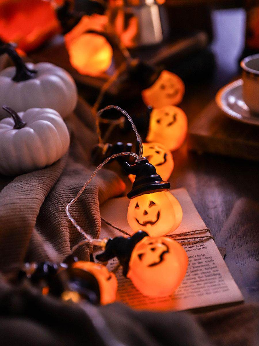 极速万圣节道具h小南瓜灯串装饰品儿童幼儿园场景布置装扮DIY发光