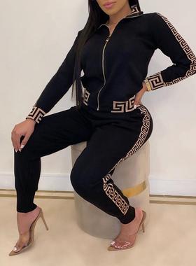 极速2021 Tracksuits Wqomen Elegant Two-Pieces Suit Sets Fema