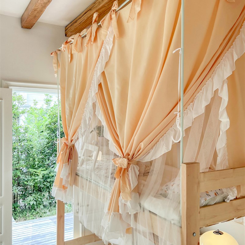 新品韩版遮光床幔学生U型蚊帐上下铺加粗钢管布S幔宿舍床帘可绑双