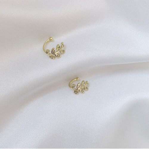 新品Fashion Gold Leaf Clip Eyarring For Women Without Pierci