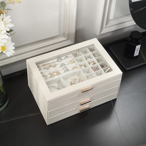 极速Kobrean PU transparent multi-layer jewelry box多层首饰盒