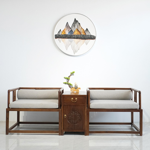 极速新中式榆木圈椅三件套禅椅靠背椅F子实木太师椅茶椅主人椅仿