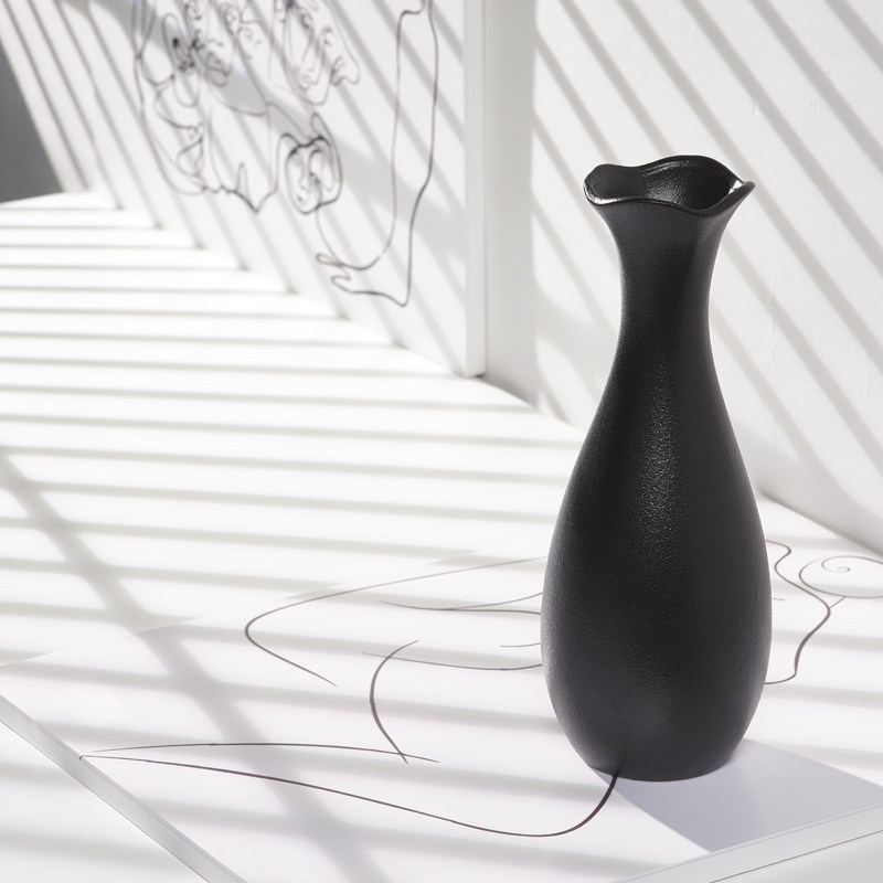 极速黑色创d意陶瓷干花花瓶简约北欧水养客厅家居中式摆件插花禅,家居饰品,花瓶,淘宝优惠券,粉丝福利购,淘宝优惠卷