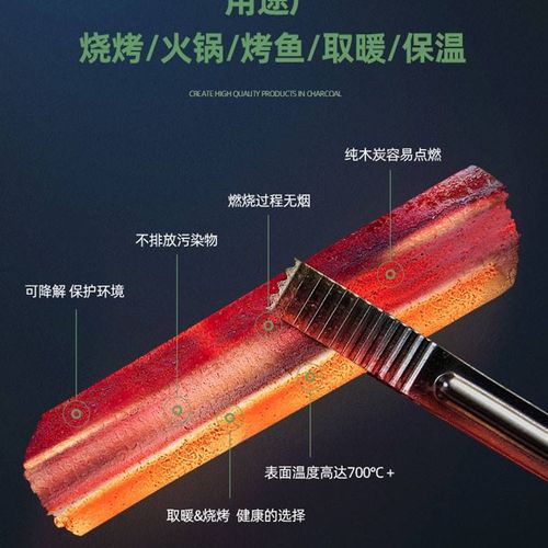 极速木炭烧烤碳无烟家用果木炭y速燃煤炭碳烤炉竹炭烤火室内炭块