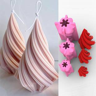 极速3 Sizes Taper Abstract Art Stripe Candle SilicoWne Mold