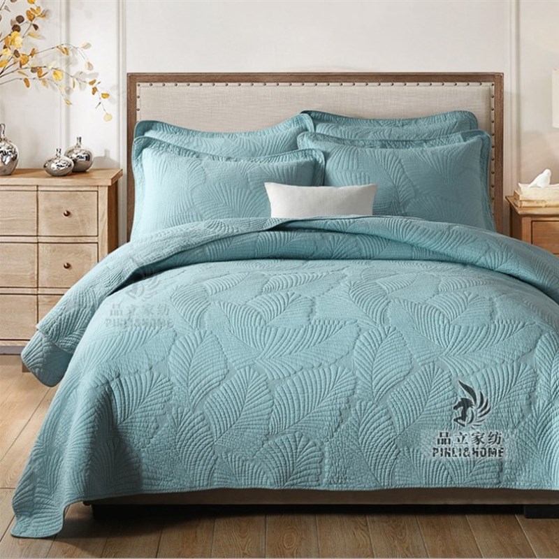 极速外贸出口2021年春秋新款床盖三件套全棉绗V缝被榻榻米床单