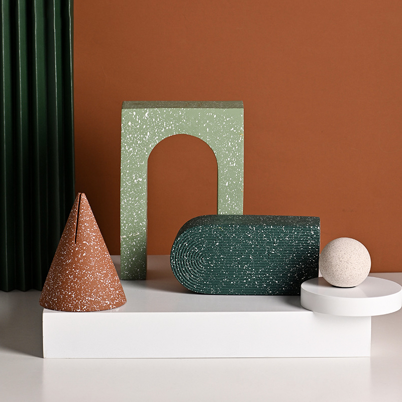 极速创意水磨石几何艺术r摆件现代简约家居客厅样板间电视柜欧式